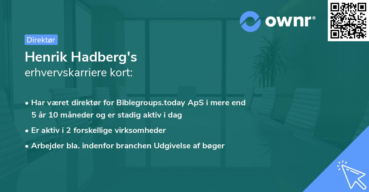 Henrik Hadberg's erhvervskarriere kort