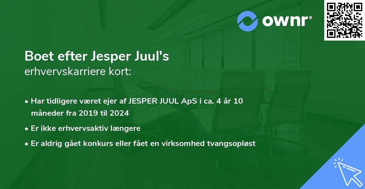 Boet efter Jesper Juul's erhvervskarriere kort