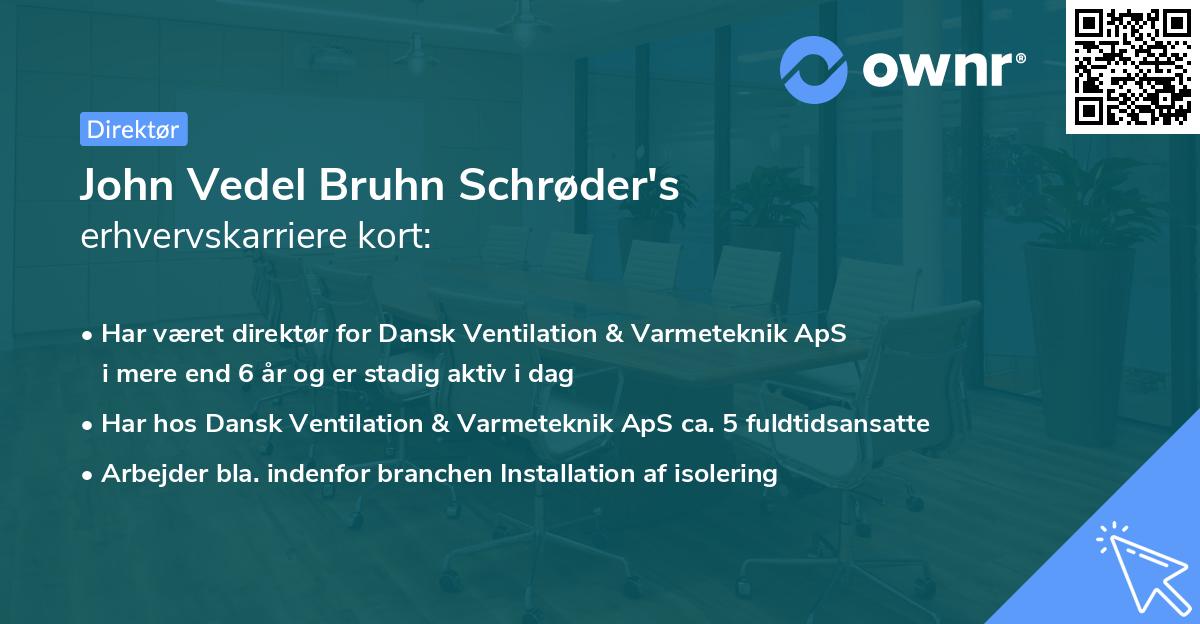 John Vedel Bruhn Schrøder's erhvervskarriere kort