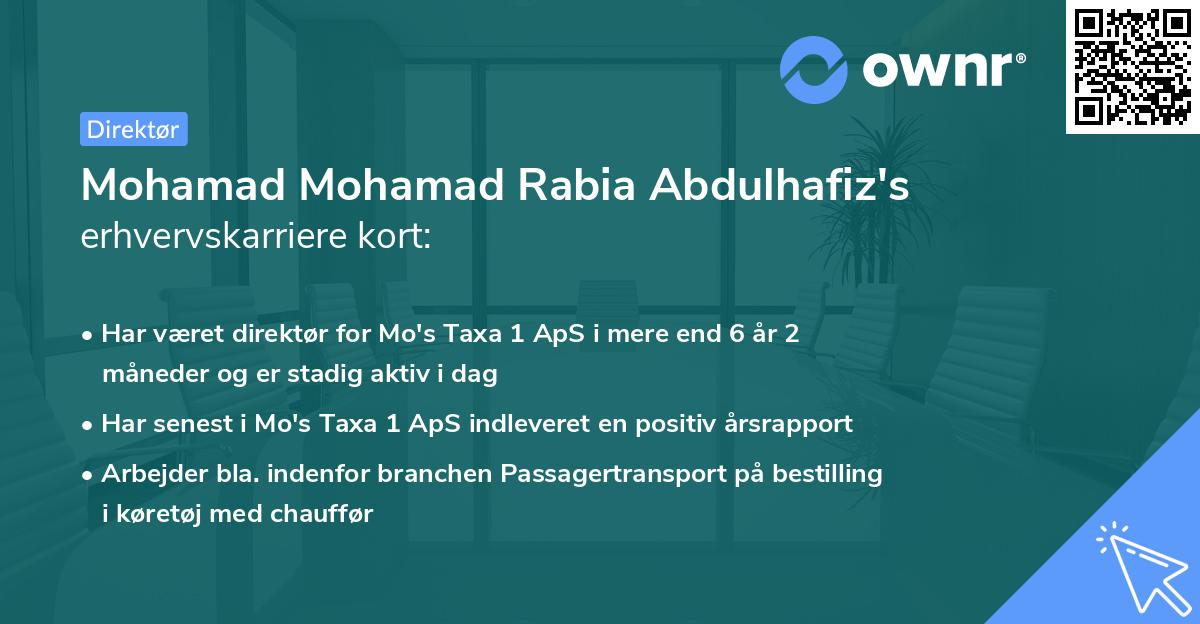 Mohamad Mohamad Rabia Abdulhafiz's erhvervskarriere kort