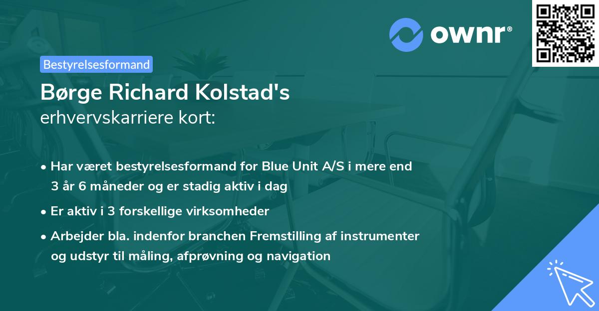 Børge Richard Kolstad's erhvervskarriere kort