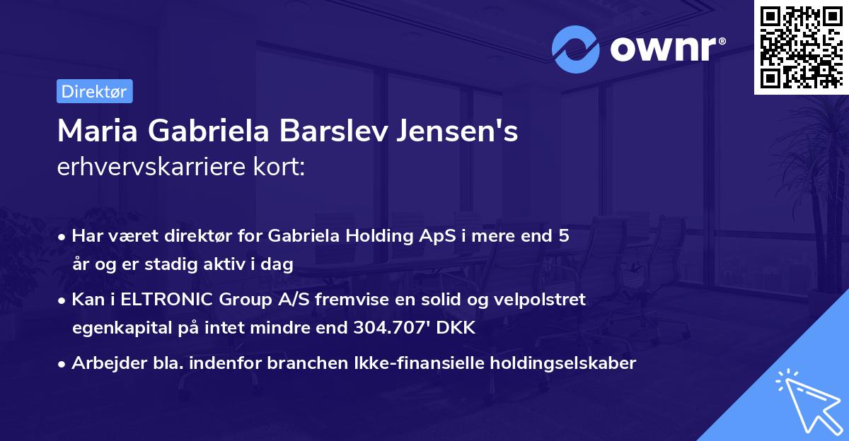 Maria Gabriela Barslev Jensen's erhvervskarriere kort