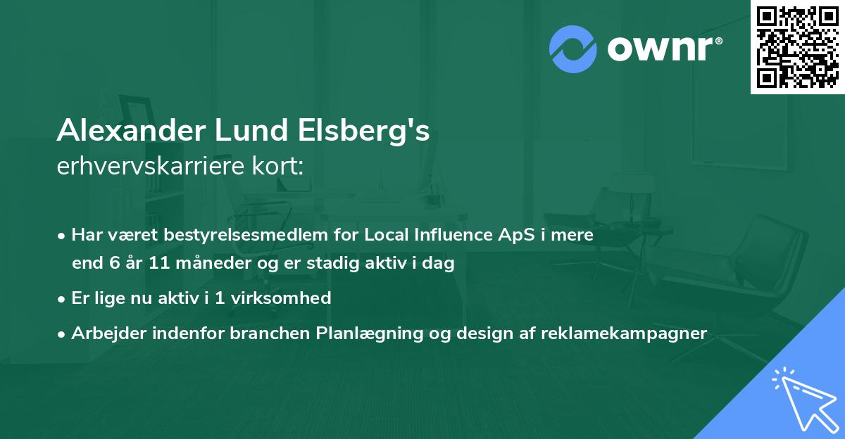 Alexander Lund Elsberg's erhvervskarriere kort
