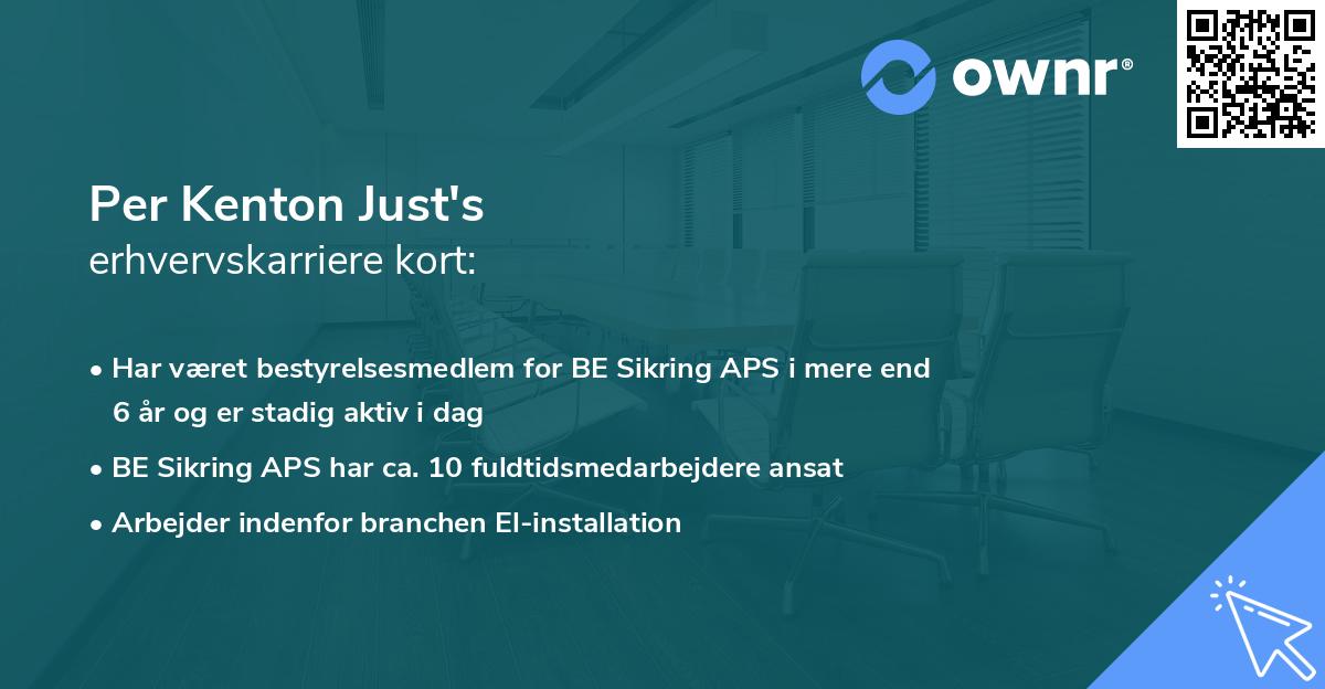 Per Kenton Just's erhvervskarriere kort
