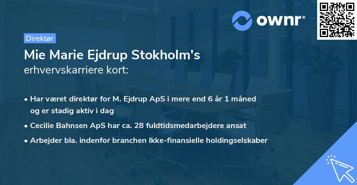 Mie Marie Ejdrup Stokholm's erhvervskarriere kort
