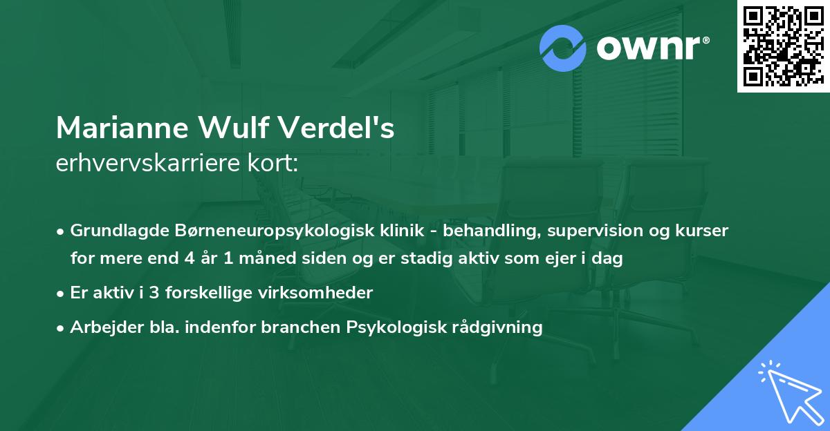 Marianne Wulf Verdel's erhvervskarriere kort