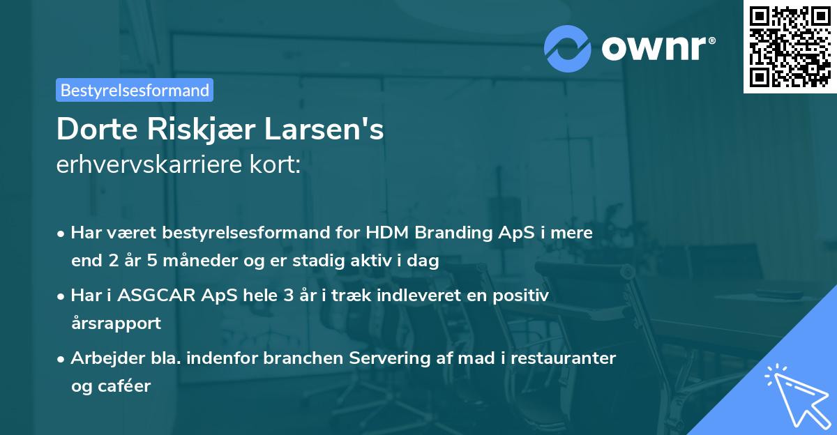 Dorte Riskjær Larsen's erhvervskarriere kort