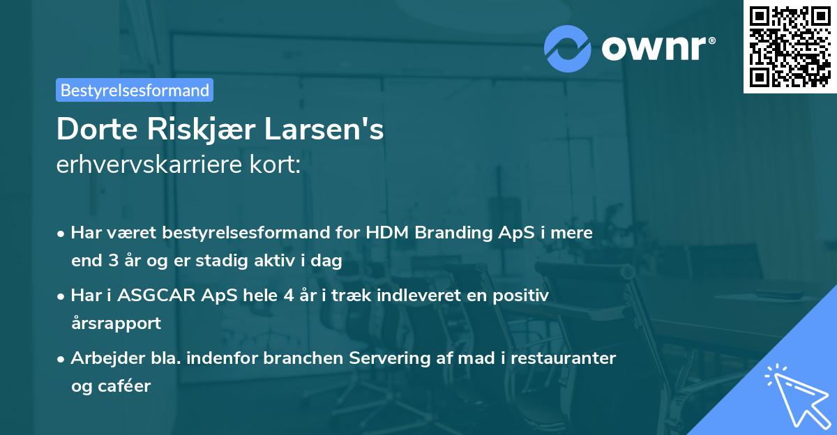 Dorte Riskjær Larsen's erhvervskarriere kort