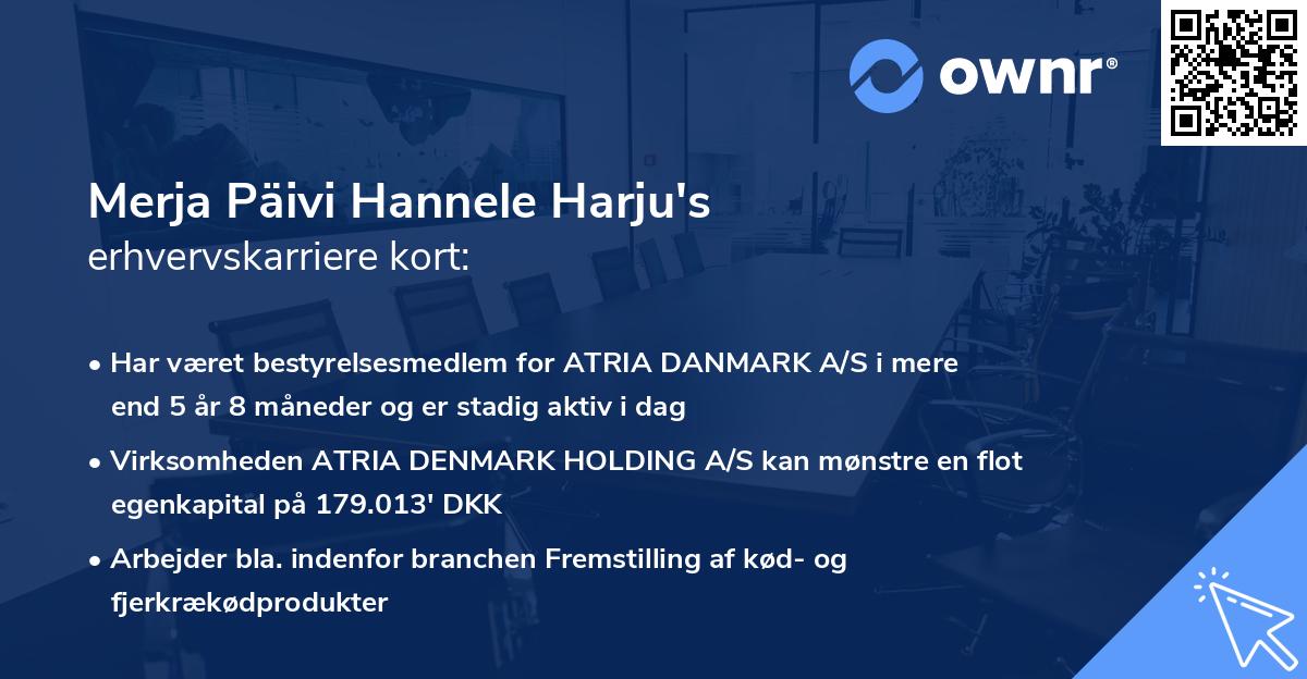 Merja Päivi Hannele Harju's erhvervskarriere kort