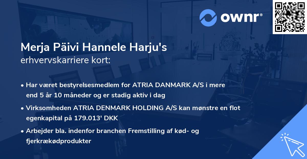 Merja Päivi Hannele Harju's erhvervskarriere kort