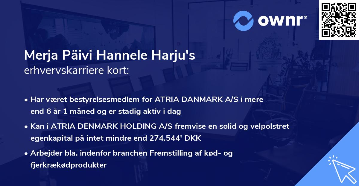 Merja Päivi Hannele Harju's erhvervskarriere kort