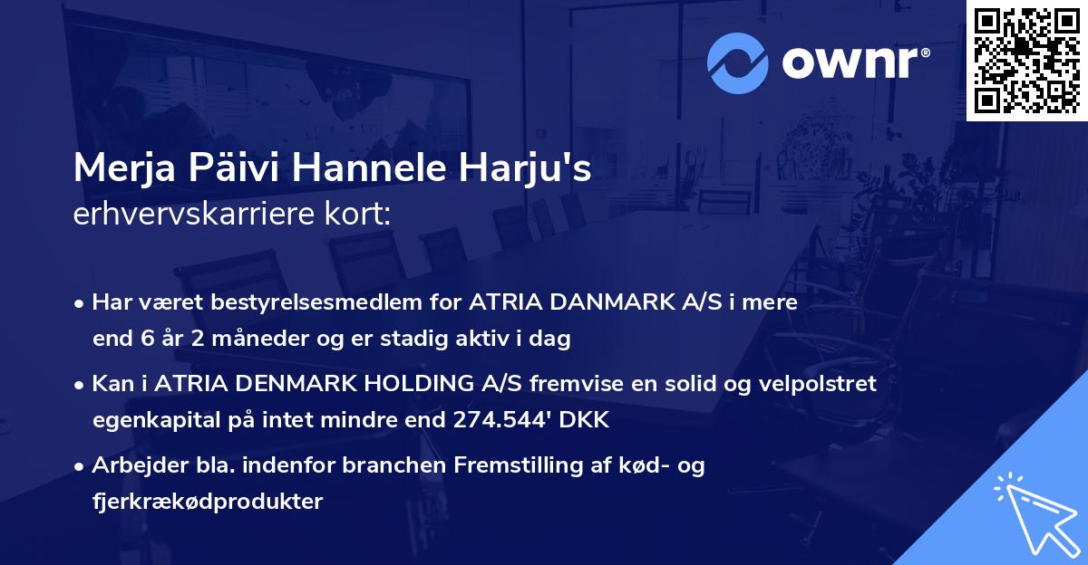 Merja Päivi Hannele Harju's erhvervskarriere kort