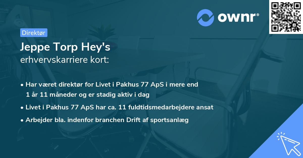 Jeppe Torp Hey's erhvervskarriere kort