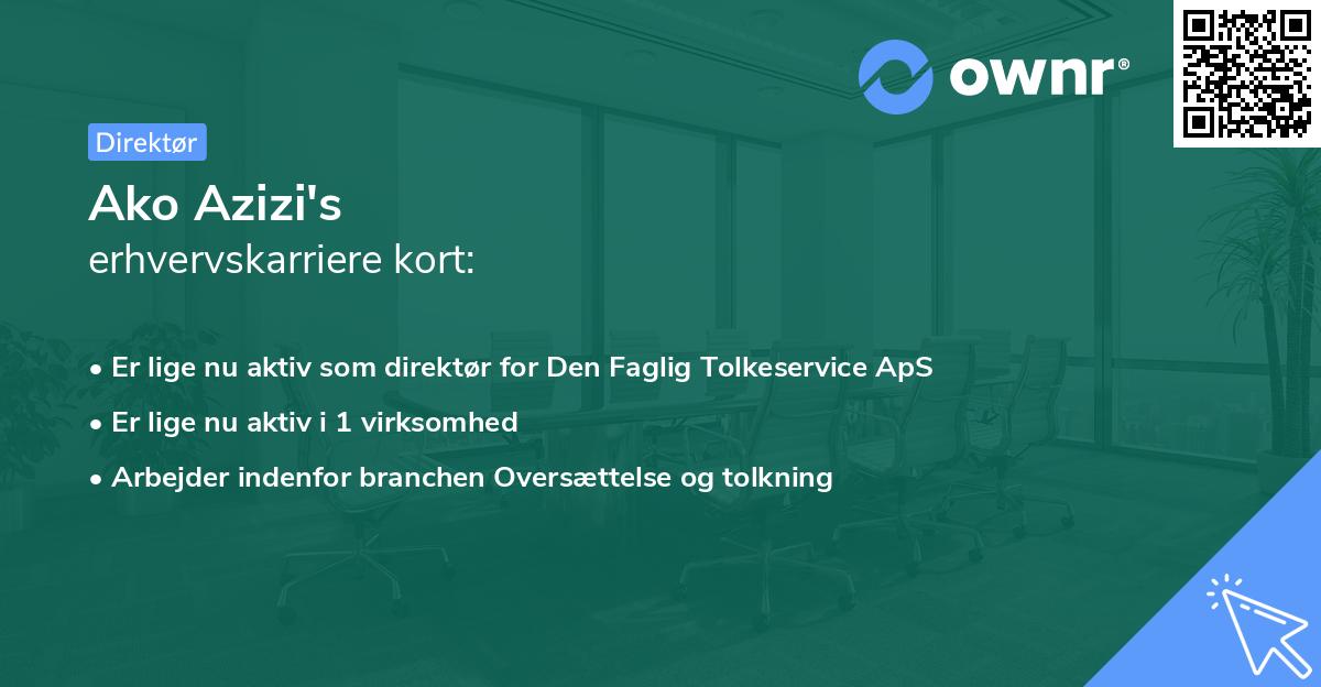 Ako Azizi's erhvervskarriere kort