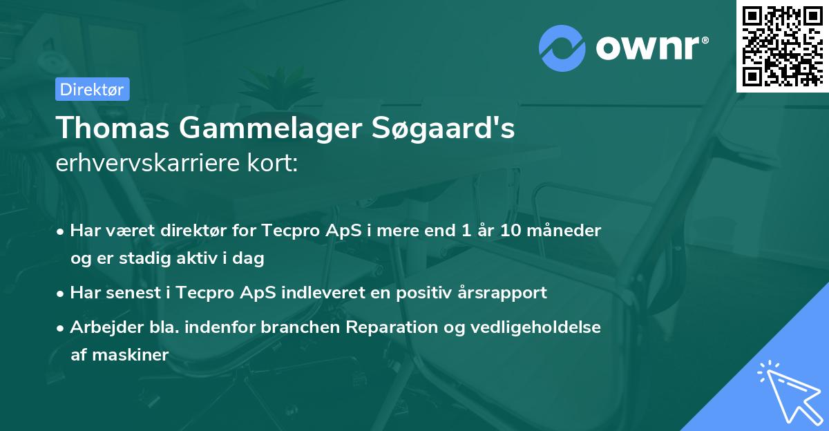 Thomas Gammelager Søgaard's erhvervskarriere kort