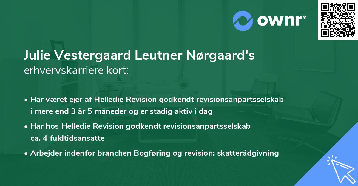 Julie Vestergaard Leutner Nørgaard's erhvervskarriere kort