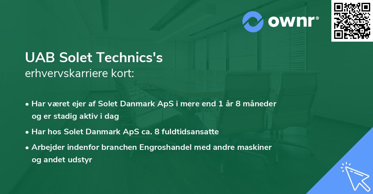 UAB Solet Technics's erhvervskarriere kort