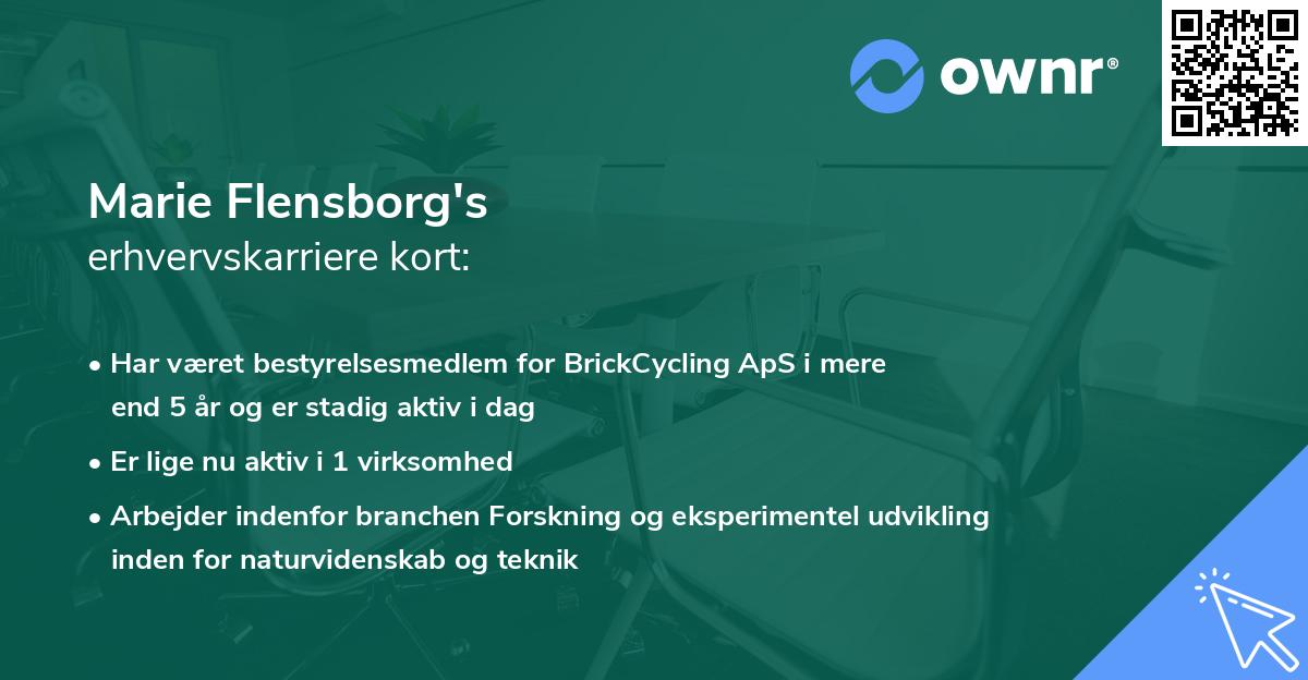 Marie Flensborg's erhvervskarriere kort