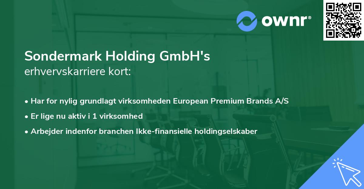 Sondermark Holding GmbH's erhvervskarriere kort