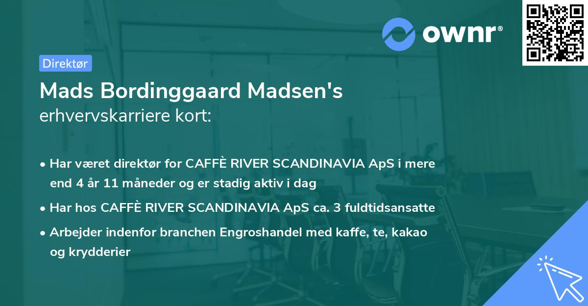 Mads Bordinggaard Madsen's erhvervskarriere kort