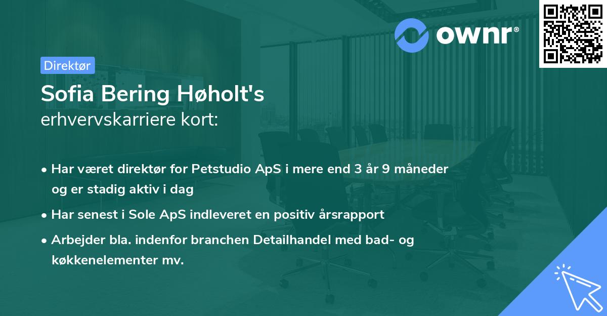 Sofia Bering Høholt's erhvervskarriere kort
