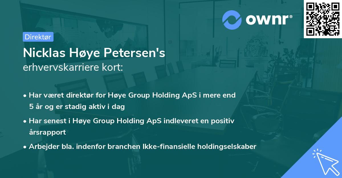 Nicklas Høye Petersen's erhvervskarriere kort