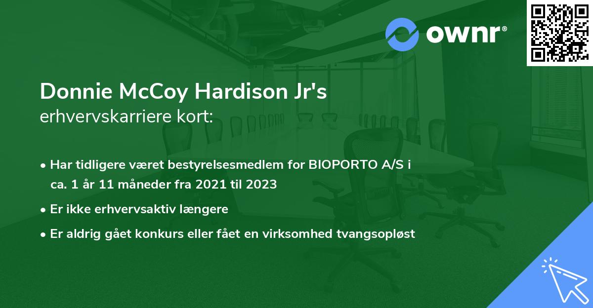Donnie McCoy Hardison Jr's erhvervskarriere kort