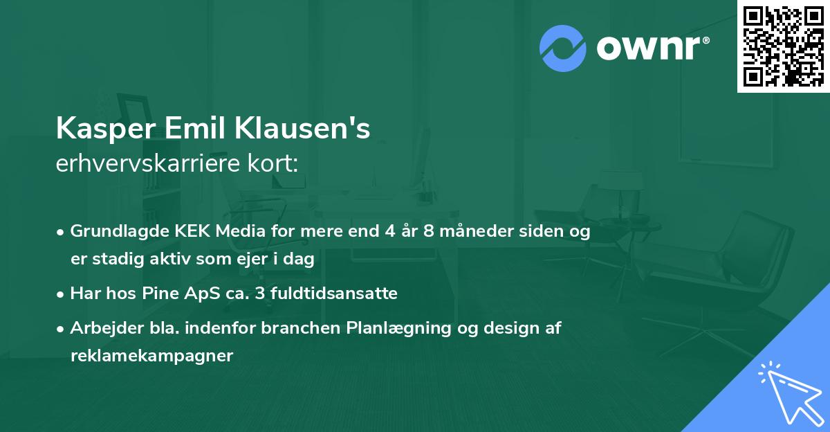 Kasper Emil Klausen's erhvervskarriere kort