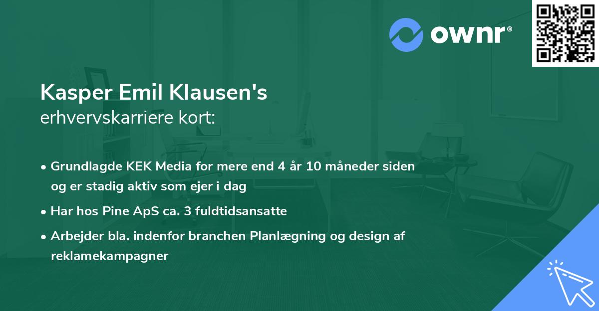 Kasper Emil Klausen's erhvervskarriere kort