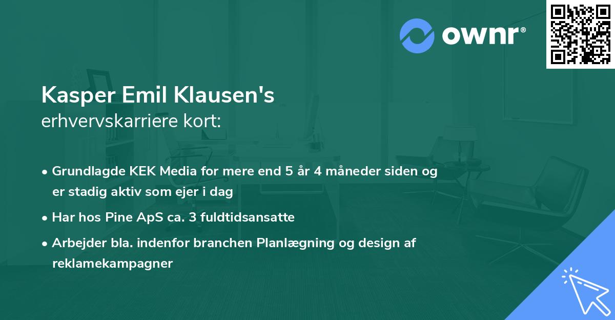 Kasper Emil Klausen's erhvervskarriere kort