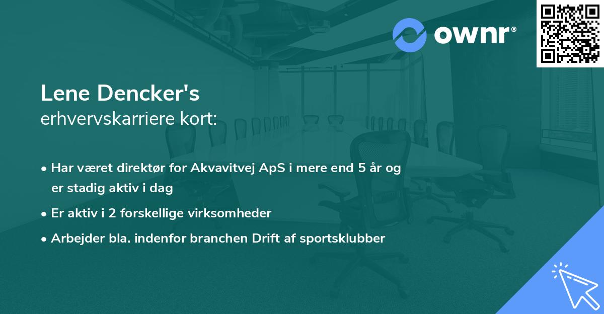 Lene Dencker's erhvervskarriere kort