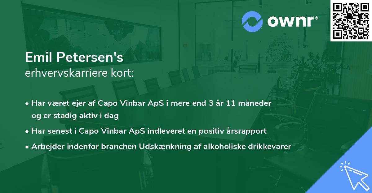 Emil Petersen's erhvervskarriere kort