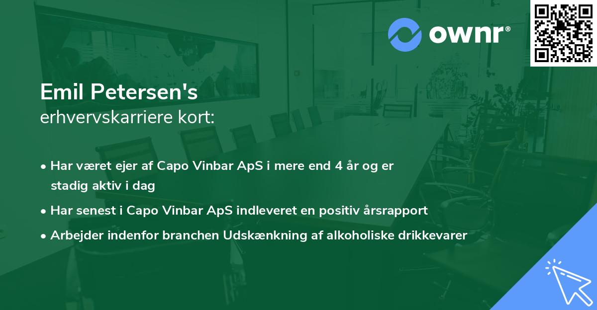 Emil Petersen's erhvervskarriere kort