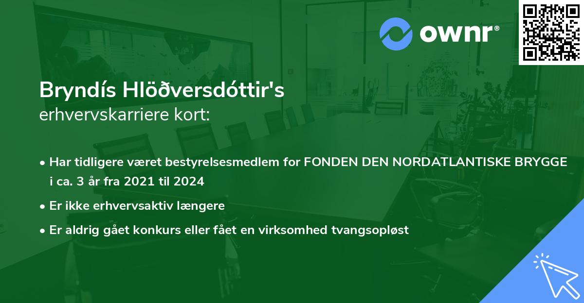 Bryndís Hlöðversdóttir's erhvervskarriere kort