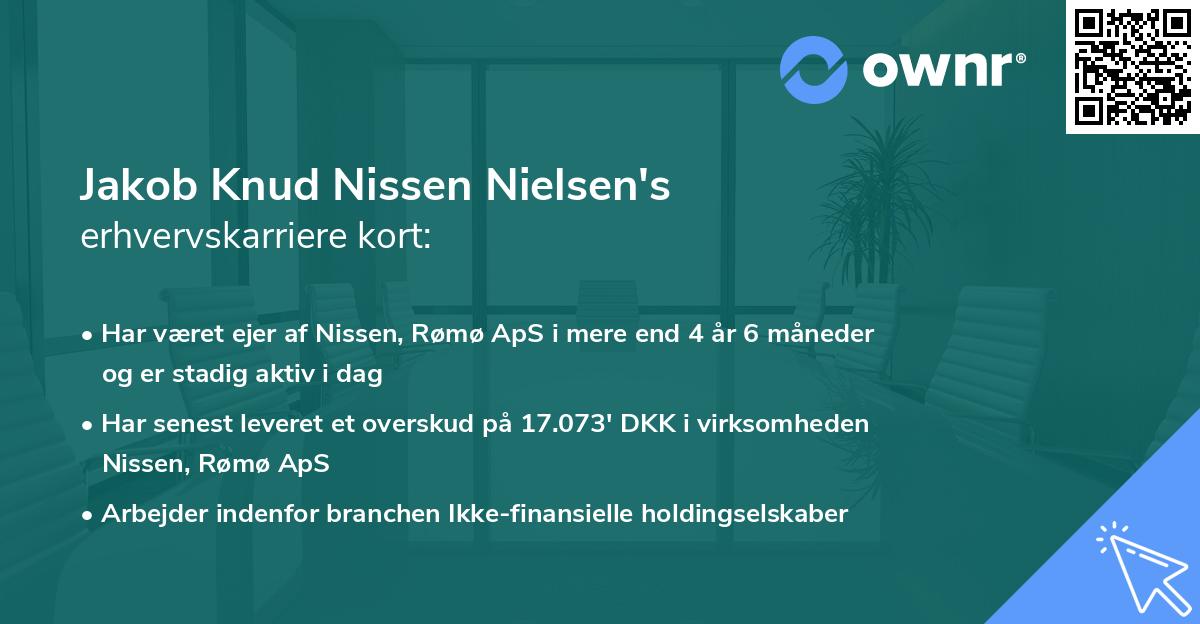 Jakob Knud Nissen Nielsen's erhvervskarriere kort
