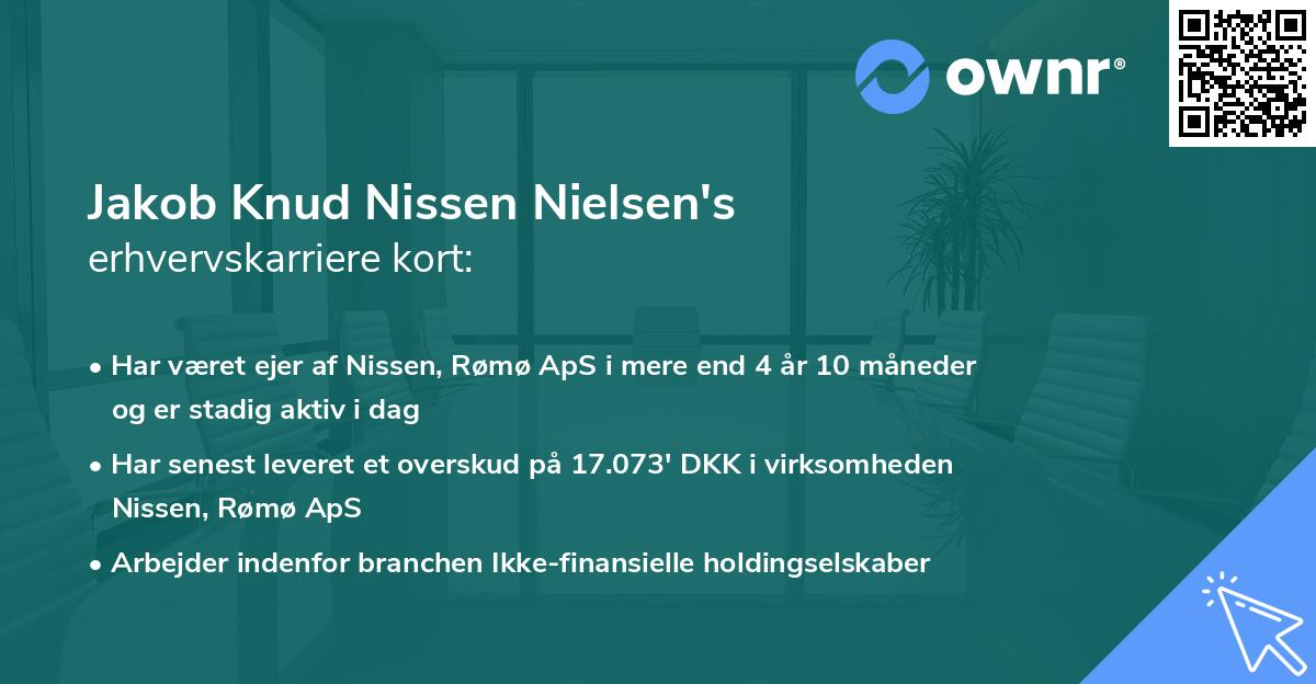 Jakob Knud Nissen Nielsen's erhvervskarriere kort