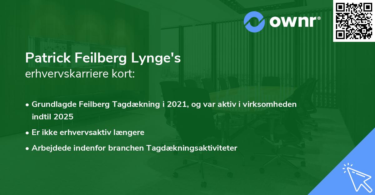 Patrick Feilberg Lynge's erhvervskarriere kort