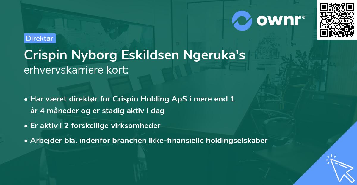 Crispin Nyborg Eskildsen Ngeruka's erhvervskarriere kort