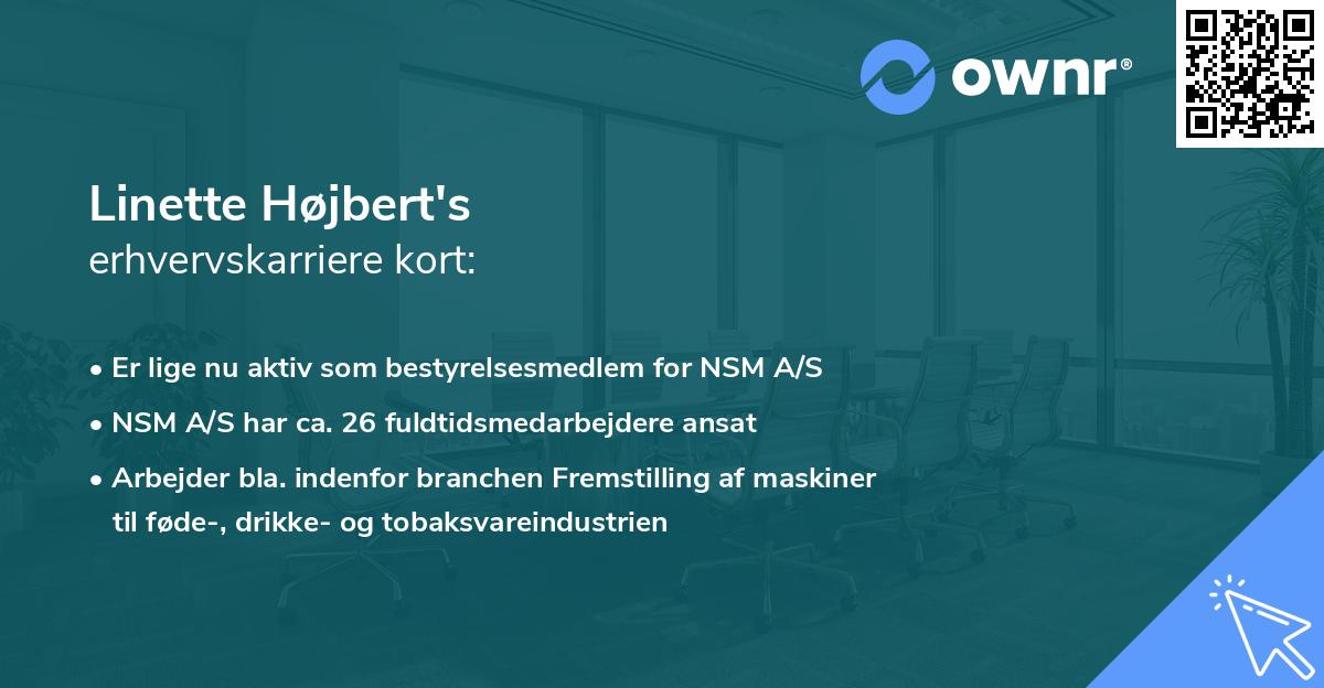 Linette Højbert's erhvervskarriere kort