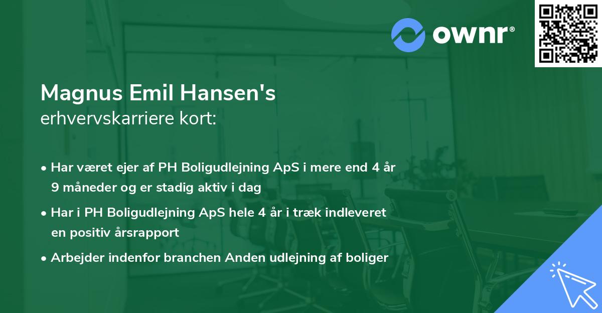 Magnus Emil Hansen's erhvervskarriere kort
