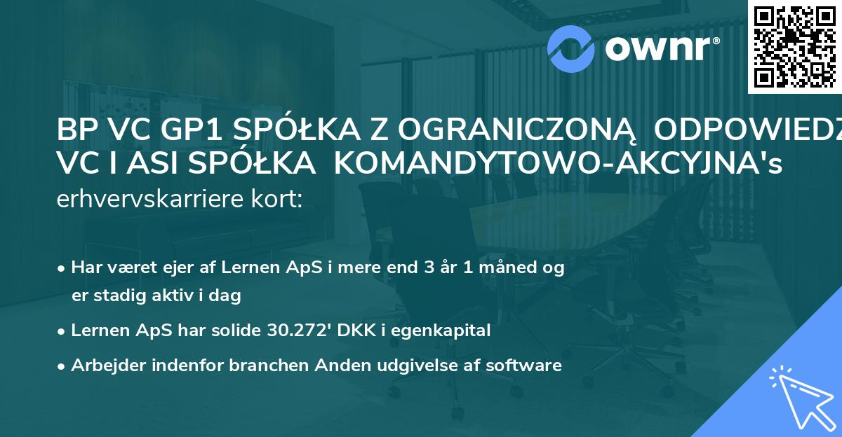 BP VC GP1 SPÓŁKA Z OGRANICZONĄ  ODPOWIEDZIALNOŚCIĄ VC I ASI SPÓŁKA  KOMANDYTOWO-AKCYJNA's erhvervskarriere kort