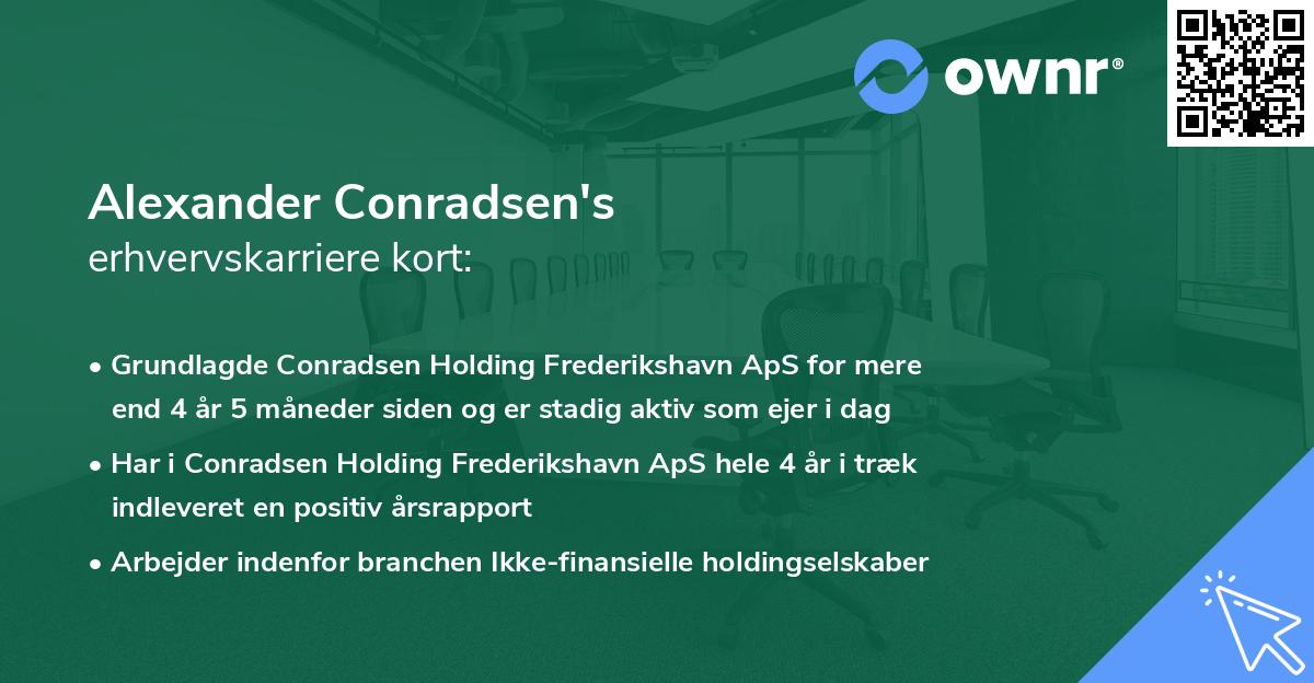 Alexander Conradsen's erhvervskarriere kort