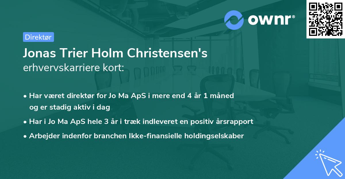 Jonas Trier Holm Christensen's erhvervskarriere kort
