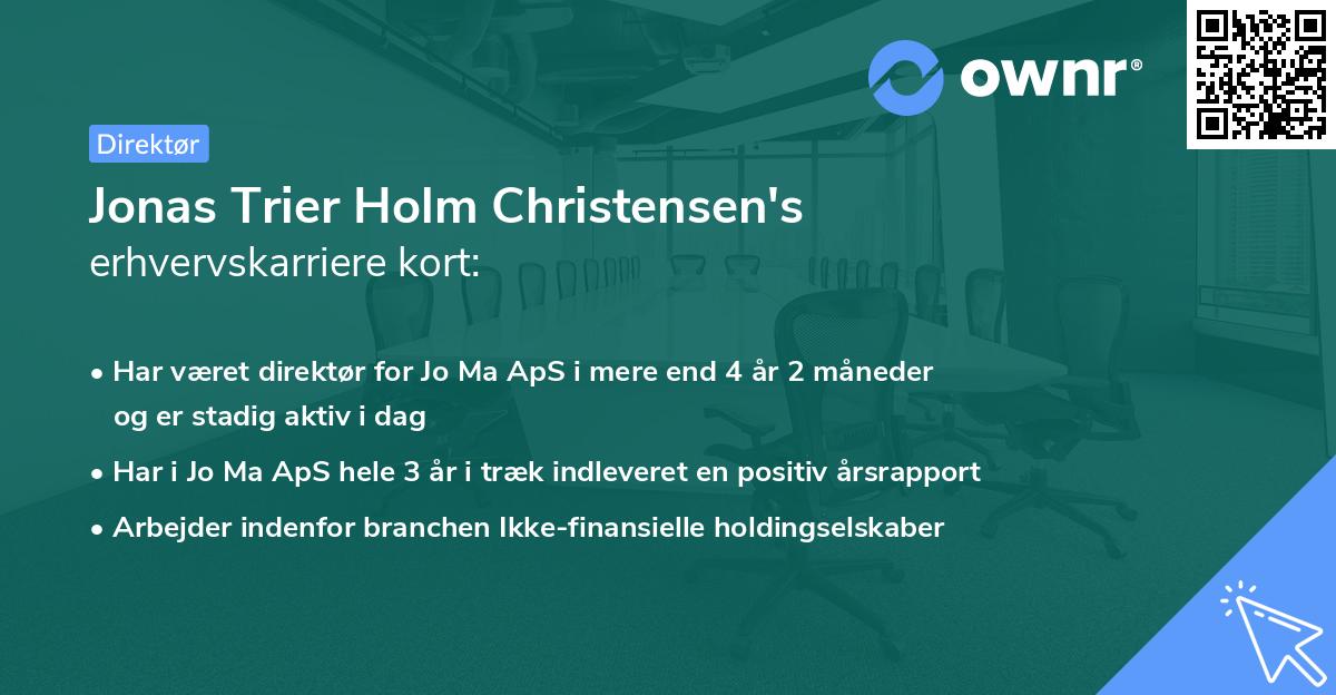 Jonas Trier Holm Christensen's erhvervskarriere kort