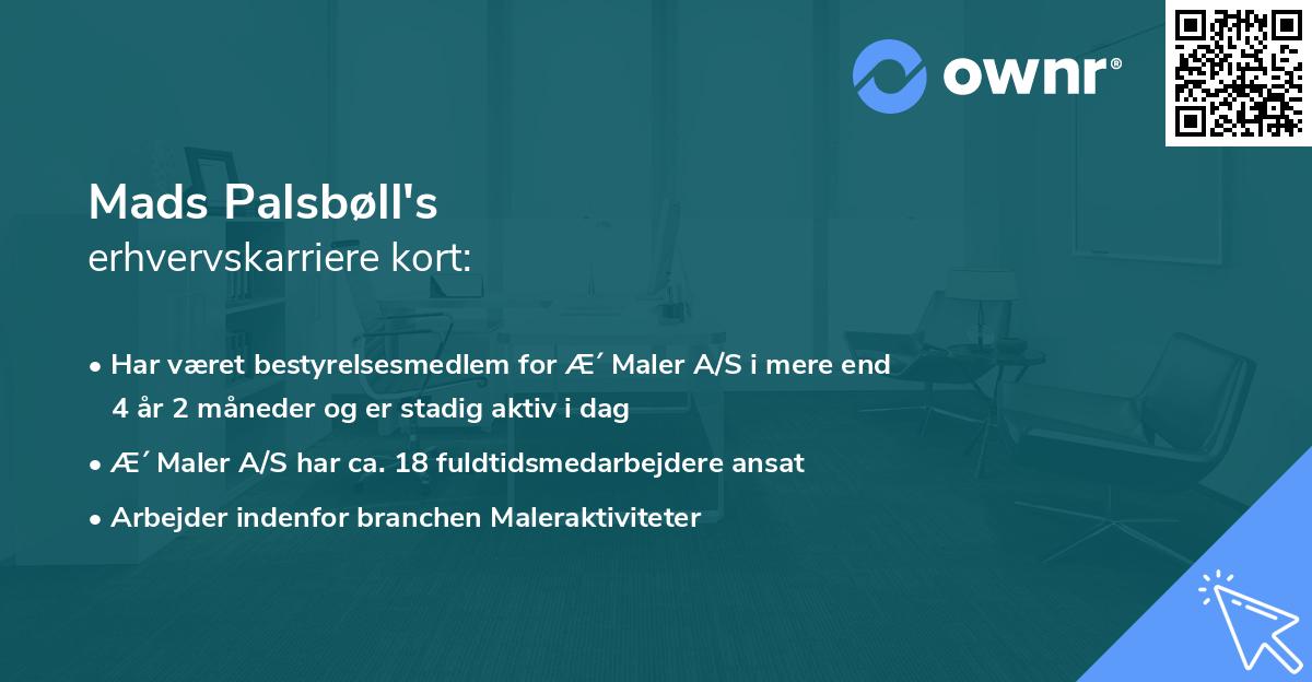 Mads Palsbøll's erhvervskarriere kort