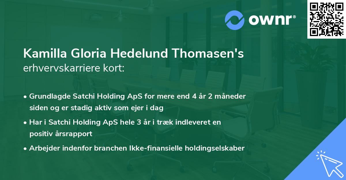 Kamilla Gloria Hedelund Thomasen's erhvervskarriere kort