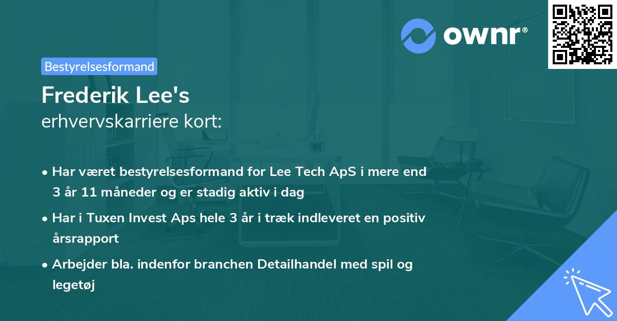 Frederik Lee's erhvervskarriere kort