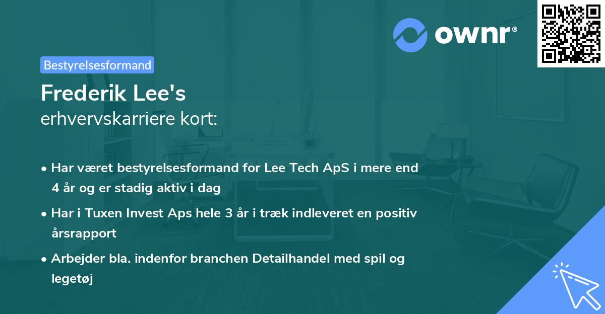 Frederik Lee's erhvervskarriere kort