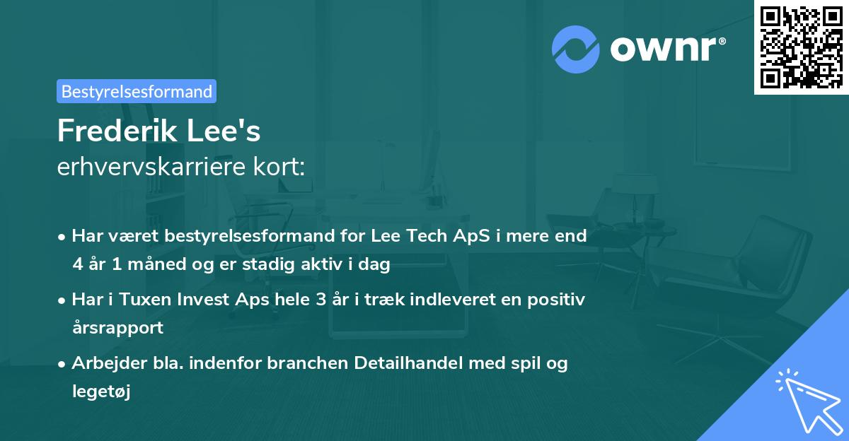 Frederik Lee's erhvervskarriere kort