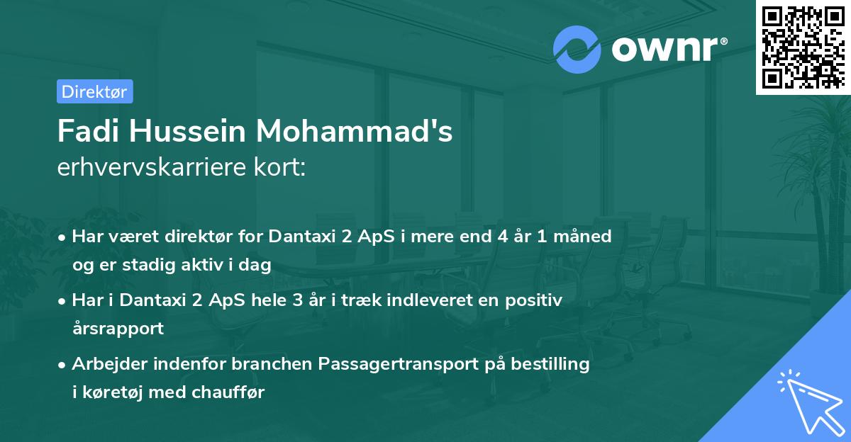 Fadi Hussein Mohammad's erhvervskarriere kort